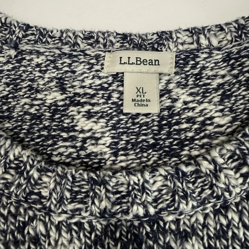 LL Bean‎ Blue Striped Cotton Ragg Crew Neck Pullover Sweater XL PETITE